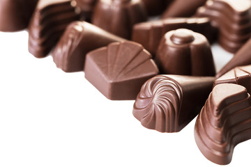 assorted chocolates on white