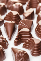 assorted chocolates on white