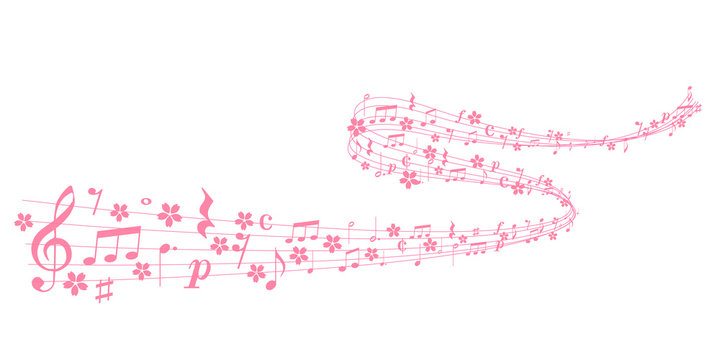 音符　楽譜　桜　アイコン