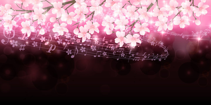 音符　楽譜　桜　背景