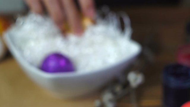 Coloring Easter eggs. Colorful Easter Eggs Handmade.
