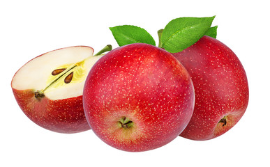 Fresh red apple isolated on white background with clipping path