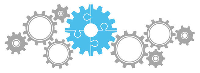Gears Border Graphics Puzzle Grey/Blue