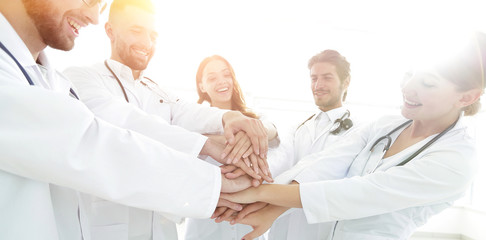 group of medical interns shows their unity