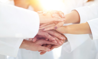 close-up of the medical team shows its unity