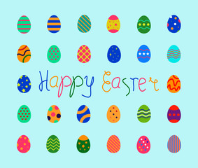 Easter eggs icon set. Vector Illustration