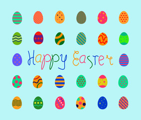 Easter eggs icon set. Vector Illustration