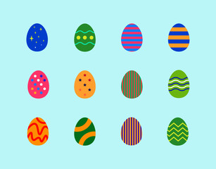Easter eggs icon set. Vector Illustration