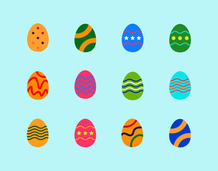 Easter eggs icon set. Vector Illustration