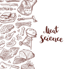 Vector hand drawn meat elements