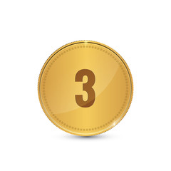 3 Number Circular Vector Gold Web Icon