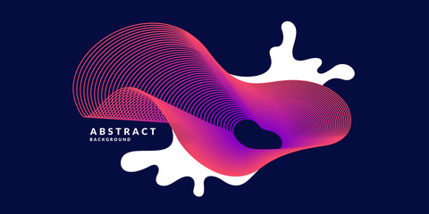 Organic forms with dynamic waves and lines on a dark background. Vector.