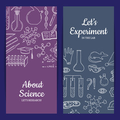 Vector card or flyer template with science or chemistry elements