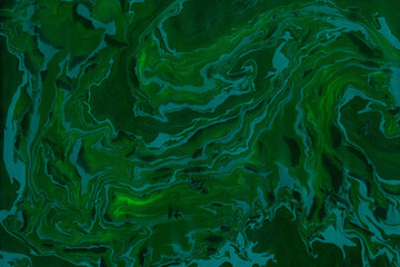Suminagashi marble texture hand painted with teal ink. Digital paper 751 performed in traditional japanese suminagashi floating ink technique. Admirable liquid abstract background.