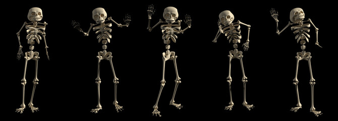 Cartoon Skeleton halloween character on black - 3d illustration