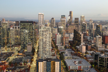 Fototapeta na wymiar A View Over Elliott bay and Seattle Urban Downtown City Skyline Buildings Waterfront