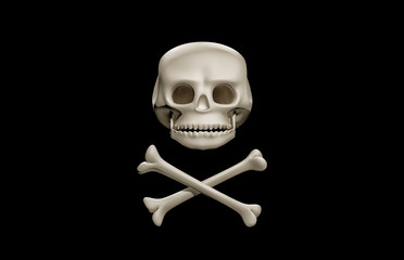 jolly roger black pirates flag 3d illustration
