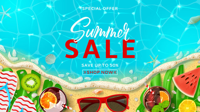 Summer sale promo web banner template
