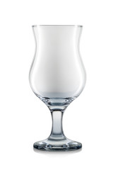Empty hurricane cocktail glass isolated on white background