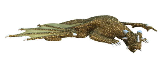 3D Rendering Fantasy Dragon on White