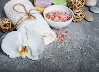 Spa concept with white orchids