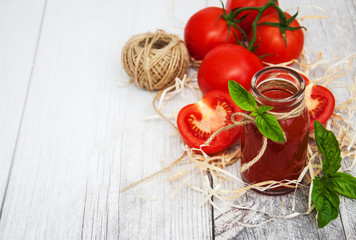 Bottle with tomato juice
