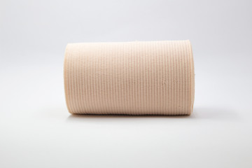 Medical gauze on white background.