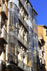 Facades of houses in Toledo Spain