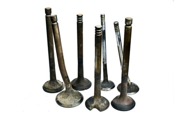  bent valves on white background