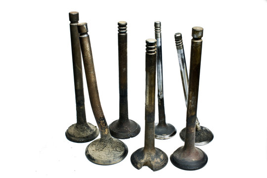  bent valves on white background
