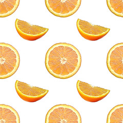 красивая бесшовная иллюстрация оранжевого апельсина на белом фоне       
