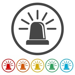 Siren icon for web and mobile, Alarm siren vector icon, 6 Colors Included