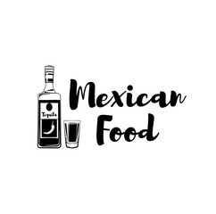 Tequila and shot glass icons. Mexican food.  file.
