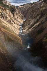 View of Grand Canyon from Brink of Lower Falls in Yellowstone National Park in Wyoming in the USA
