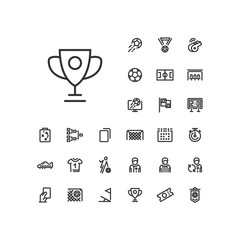 Cup icon in set on the white background. Soccer / football linear icons to use in web and mobile app.