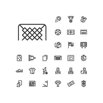 Footbal / soccer gate icon in set on the white background. Soccer / football linear icons to use in web and mobile app.