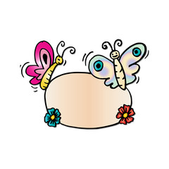 Two butterflies holding a banner