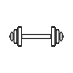 Dumbbell icon, barbel icon. Fitness sign. Vector illustration. Flat design. 