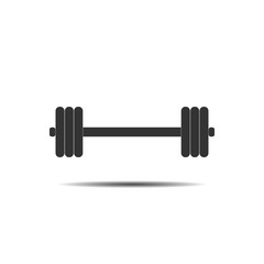 Dumbbell icon, barbel icon. Fitness sign. Vector illustration. Flat design. 