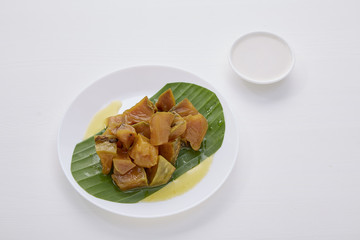Thai dessert food with Pumpkin in syrup