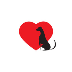 Love dog icon logo on white background