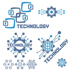 Fototapeta na wymiar Set of circuit tech elements. Electronics icon. Tech logo.