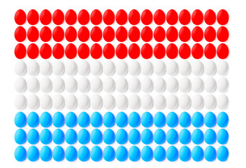 Luxembourg flag made from colorful Easter eggs
