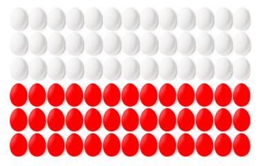 Poland  flag made from colorful Easter eggs.