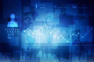 2d rendering Stock market online business concept. business Graph 