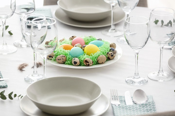 Beautiful festive Easter table setting