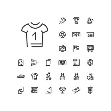 Soccer shirt icon in set on the white background. Soccer / football linear icons to use in web and mobile app.