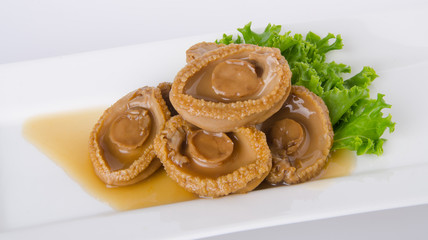 Abalones. Chinese cuisine abalone on background.