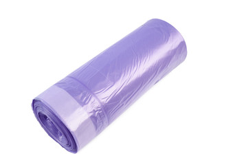 roll of plastic garbage bags isolated on white background