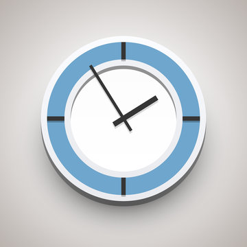 Classic wall clock icon for home or office with soft shadow, vector illustration